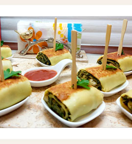 پنکیک رول اسفناج و پنیر